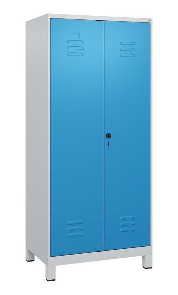 C+P Umkleidespind Classic PLUS SW, Füße, 2 Abteile, 1800x800x500mm, 7035/5012, Drehriegel, 0800127-22 S10004
