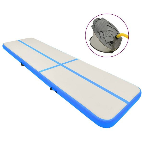 vidaXL Aufblasbare Gymnastikmatte mit Pumpe 800x100x15 cm PVC Blau, 92674