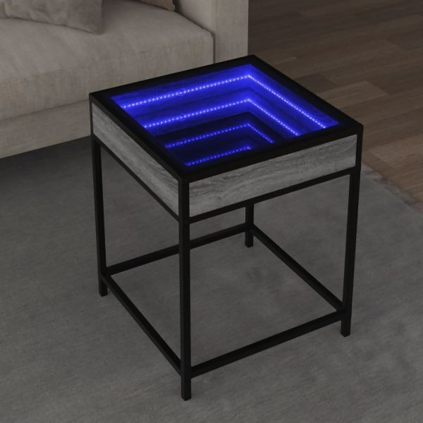 vidaXL Couchtisch mit Infinity-LED Grau Sonoma 40x40x51 cm, 847675