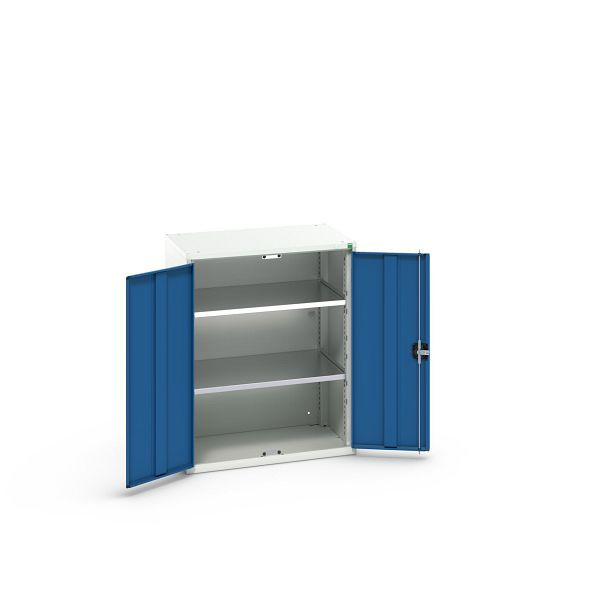 bott verso Flügeltürschrank, mit 2 Fachböden, BxTxH: 800 x 550 x 1000 mm, Lichtgrau / Enzianblau, 16926159.11