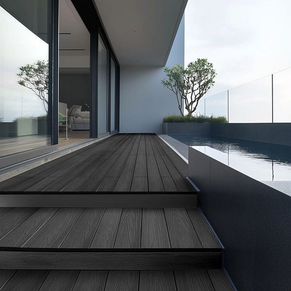 HOME DELUXE WPC Terrassendielen SAMANA PREMIUM Komplettset (inkl. Unterkonstruktion), Anthrazit VE: 2 m², 60049