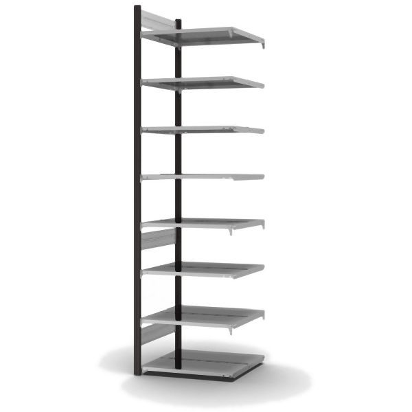 hofe Anbauregal, zerlegt, 8 Böden 2700 x 600 x 750 mm, verzinkt Stützprofile - anthrazitgrau/RAL 7016, HAA27607DA