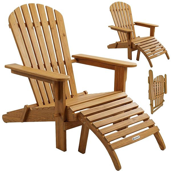 casaria Liegestuhl Adirondack 2er-Set Akazienholz + Fußstützen, 995716