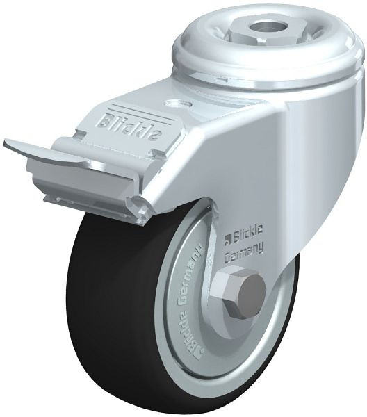 Blickle LKRA-PATH 80K-FI-FK Apparate-Lenkrolle mit Rückenloch & Feststeller, Thermoplastisches Polyurethan, Grau, 755348