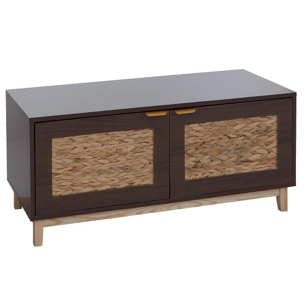Mendler Sitzbank HWC-P54, Garderoben-Bank Schuhregal Schuhablage, MDF Melamin Wasserhyazinthefront 45x100x42cm, Walnuss-Optik, 139927