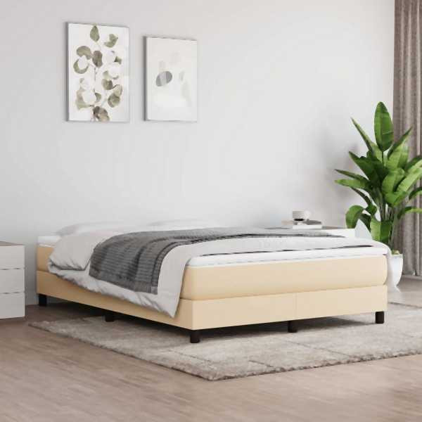 vidaXL Boxspringbett mit Matratze Creme 140x190 cm Stoff, 3144074