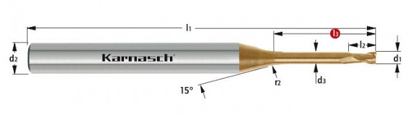 Karnasch VHM-Micro Schaftfräser HHC/HSC/HPC d= 2,0 / L3= 10,0 mm HXC-Nano³, 3062550200100