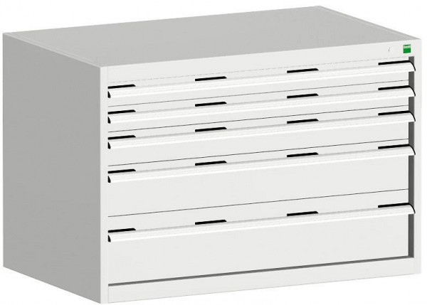 bott cubio Schubladenschrank bestückt mit 5 Schubladen BxTxH: 1050 x 650 x 700 mm, RAL 7035, 40021005.16V