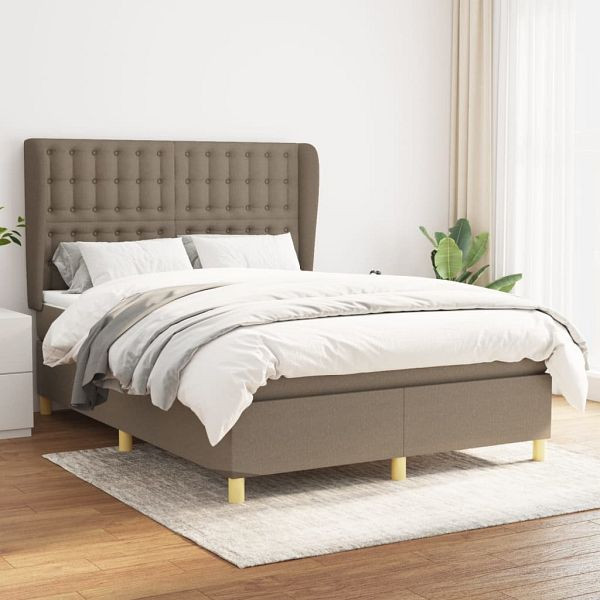 vidaXL Boxspringbett mit Matratze Taupe 140x200 cm Stoff, 3128849