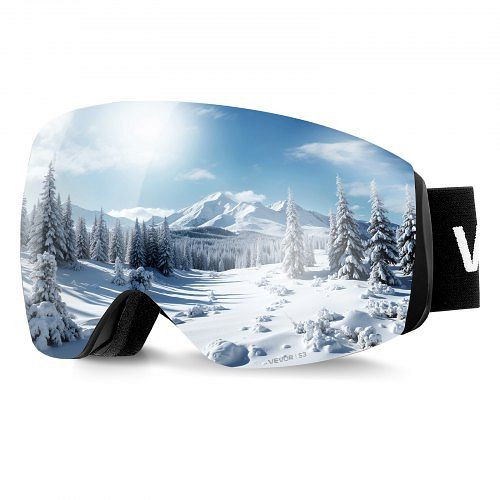 VEVOR Rahmenlose Skibrille, sphärische Linse, Silver Mirror Revo-Beschichtung, OTG Anti-Beschlag, für Ski & Snowboard, HXJWKHSBDCXJMBARN001V0