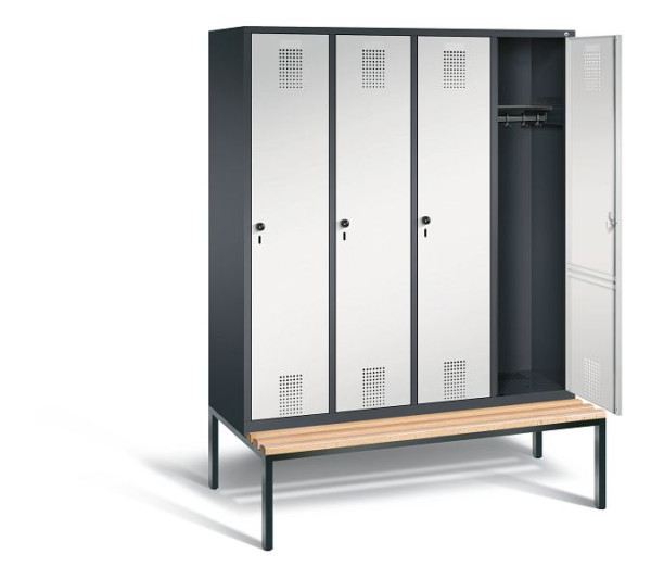 C+P Garderobenschrank Evolo, H2090xB1590xT815mm, Farbe: Schwarzgrau / Lichtgrau, 48050-42 S10062