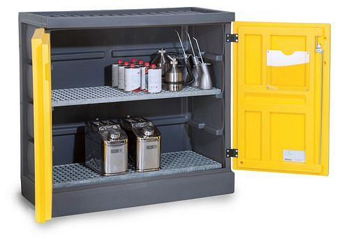 DENIOS Umweltschrank PolyStore PS 1211-2, B 1225 mm, 2 verzinkte Gitterroste, 248951