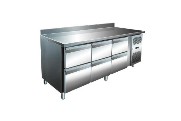 A&S Polarny VIP Kühltisch mit 3x 2 Schubladen und Aufkantung -2 bis +8°C 1.795x700x960 mm, KT3C6A-VIP