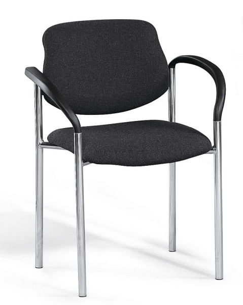 Deskin Besucherstuhl FLORA I mit Armlehnen, Anthrazit-meliert, 590 x 450 x 830 mm, Gestell: Verchromt, 346452