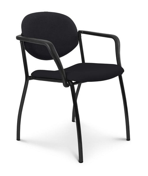 Deskin Besucherstuhl DELTA 2000, Gestell schwarz inkl. Armlehnen, Rücken Polster, oval, Farbe schwarz, 361525