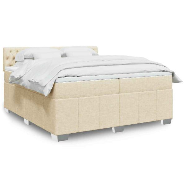 vidaXL Boxspringbett mit Matratze Creme 200x200 cm Stoff, 3287187
