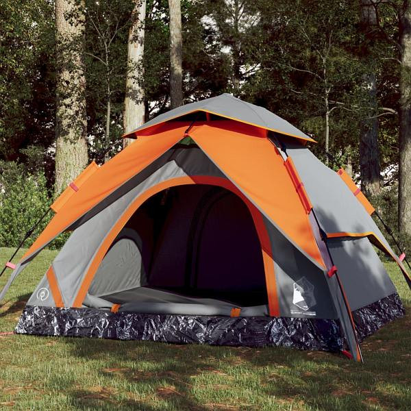 vidaXL Kuppel-Campingzelt 4 Personen Grau und Orange Quick Release, 4004183