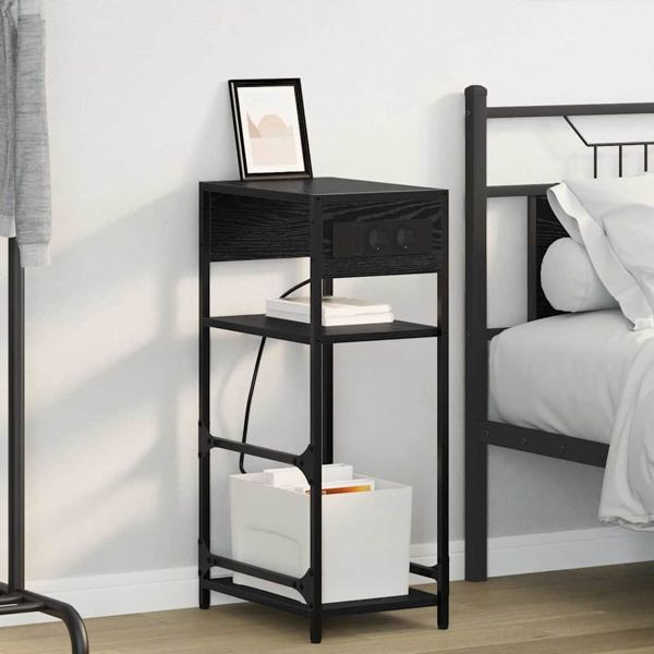 vidaXL Nachttisch Schwarze Eiche 40 x 27 x 76 cm Holzwerkstoff, 859570