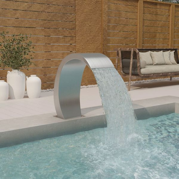 vidaXL Pool-Wasserfall mit LEDs 22x60x70 cm Edelstahl 304, 148881