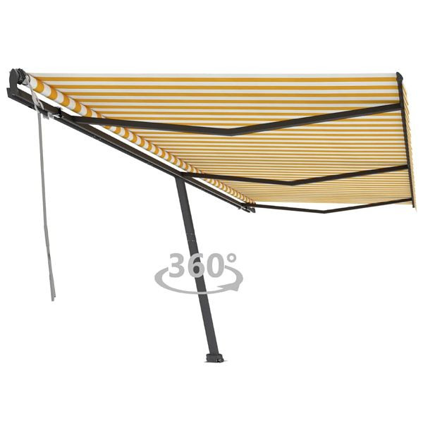 vidaXL Standmarkise Manuell Einziehbar 600x350 cm Gelb/Weiß, 3069878