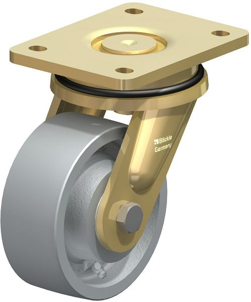 Blickle LS-G 127K Stahlgeschweißte Schwerlast-Lenkrolle, schwere Drehkranz-Ausführung, Guss, Grau, 619304