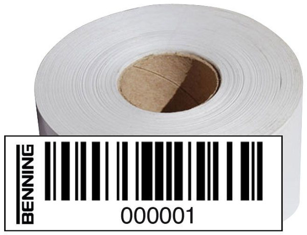 Benning Barcodeetiketten, Satz 2 Nr. 1001-2000, Material PVC, Stark, haftend, VE: 1000 Stück auf Rolle, 756302