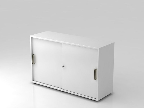 Hammerbacher Schiebetürschrank 2OH 120cm Streifengriff Weiß/Weiß, 120x40x74,8 cm (BxTxH), V1752S/W/W/SG