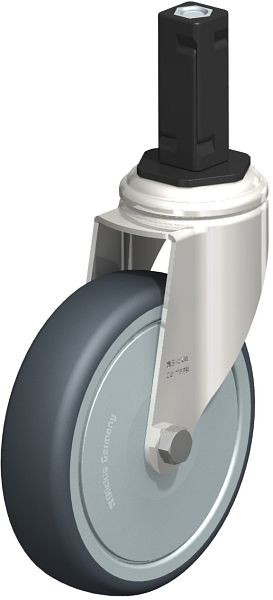 Blickle LKRXA-TPA 126KD-11-FK-EXV13 Edelstahl-Apparate-Lenkrolle mit Expander, Thermoplastisches Gummi-Elastomer, Grau, 853212