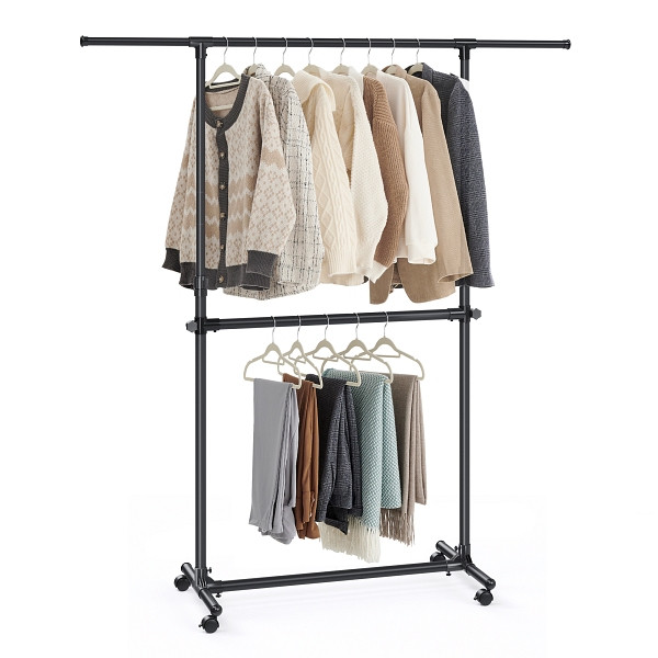 SONGMICS Garderobe, Tintenschwarz, (101-165)x49x(115-180) cm, LLR401B01