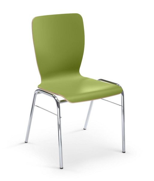 Deskin Stapel-/Schalenstuhl JARA, 4-Fuß Gestell verchromt, Formschale, kiwi-grün, 352438