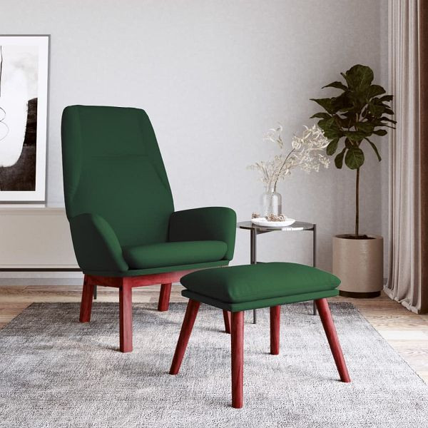 vidaXL Relaxsessel mit Hocker Dunkelgrün Stoff, 3097876