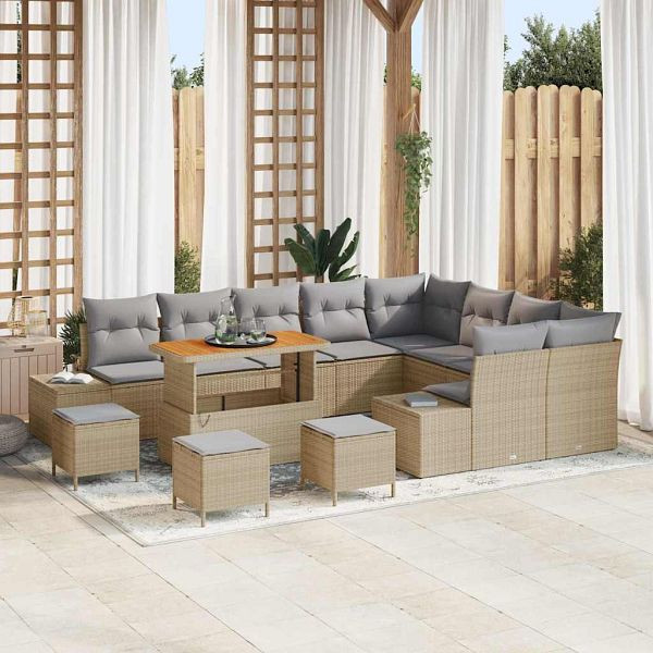 vidaXL Garten-Sofa-Set 12-teilig Beige und Hellgrau 110 x 55 x 71 cm, 3364782