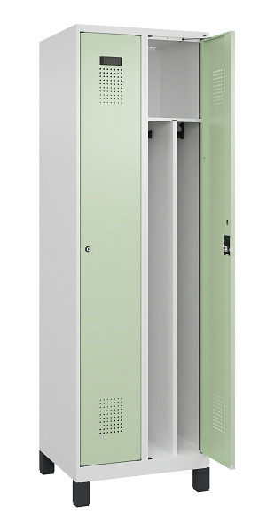 C+P Spind Evolo PLUS, mit Füßen, 2 Abteile, 1950x600x500mm, 9016/6019, Verschluss Zylinderschloss, 049010-20F S10046