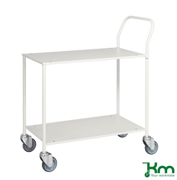 Kongamek Kleiner Tischwagen, vollständig geschweißt, 840 x 430 x 970 mm, Weiß / Weiß, 4 Lenkrollen, KM173-6