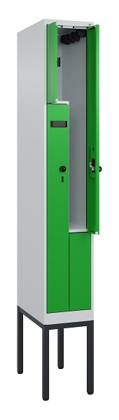 C+P Z-Spind Evolo PLUS, Gestell, 2 Fächer, 2120x300x500mm, 7035/6037, Drehriegel, 0490337-102 S10004