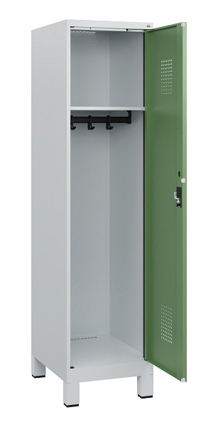 C+P Spind Evolo PLUS, Füße, 1 Abteil, 1630x400x500mm, 7035/6011, Zylinderschloss, 0490105-12 S10037