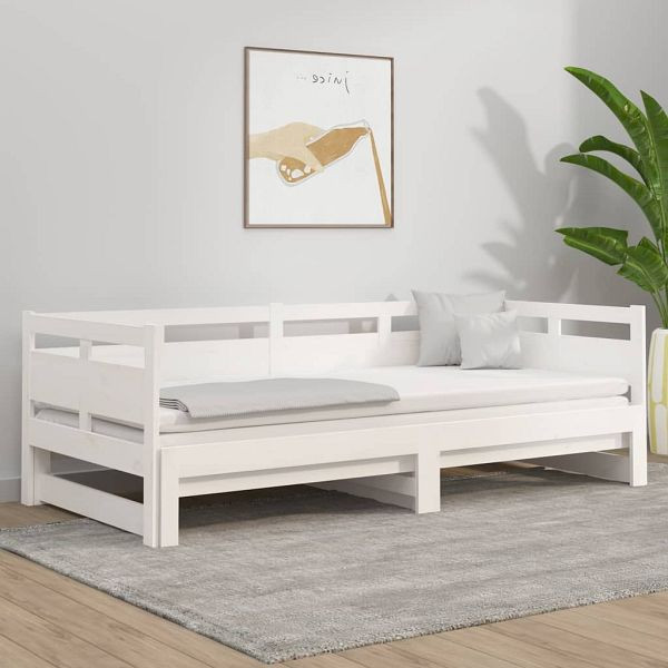 vidaXL Tagesbett Ausziehbar Weiß Massivholz Kiefer 2x(80x200) cm, 820318