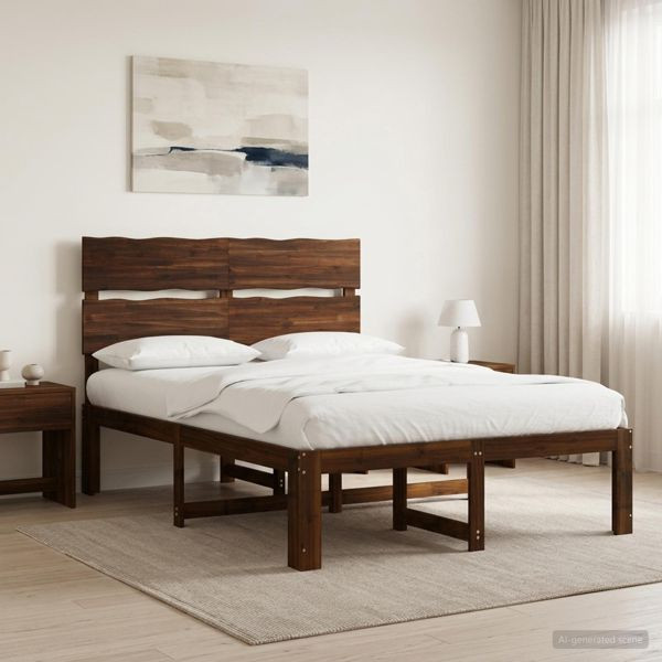 vidaXL Doppelbettgestell mit Kopfteil ROSTOCK Dunkelbraun 140 x 200 cm, 3405485