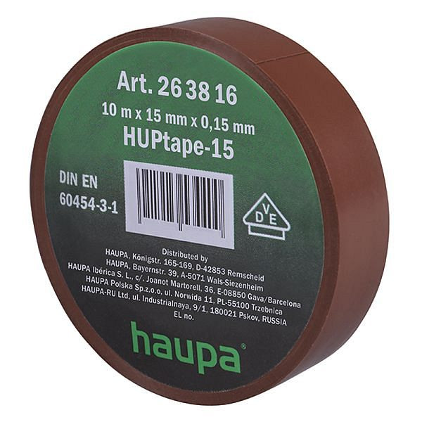 Haupa VDE Isolierband 15 mm x 10 m braun, VE: 10 Stück, 263816