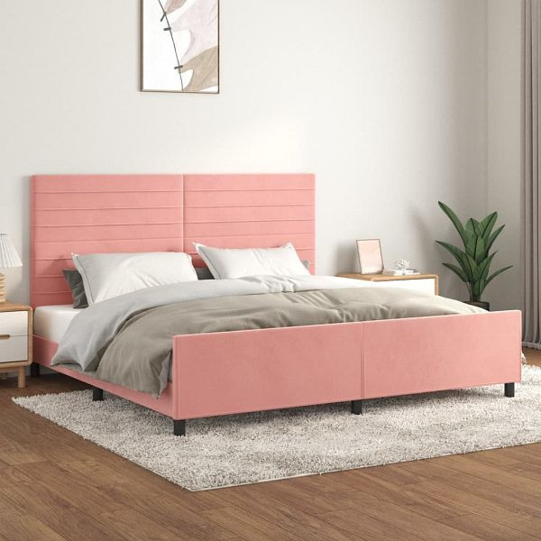 vidaXL Bettgestell mit Kopfteil Rosa 200x200 cm Samt, 3125841
