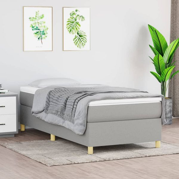 vidaXL Boxspringbett mit Matratze Hellgrau 90x200 cm Stoff, 3144490