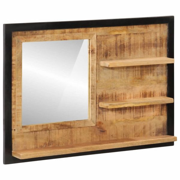 vidaXL Spiegel mit Ablagen 80x8x55 cm Glas und Massivholz Mango, 358578