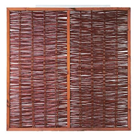 T&J FOGO Weidengeflechtzaun, 180 x 180 cm, mit Rahmen und Strebe, 36120