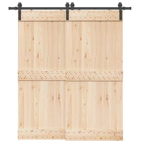 vidaXL Schiebetürbeschlag-Set 200 cm Stahl Schwarz, 4009737