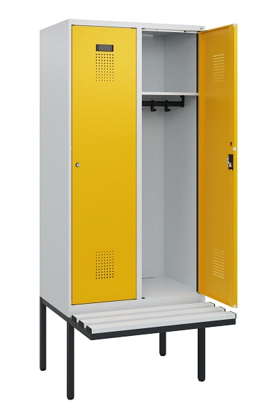 C+P Spind Evolo PLUS, 2 Abteile, 1950x800x815mm, 7035/1004, Zylinderschloss, Material Sitzfläche Kunststoff, 0490405-22 S10081