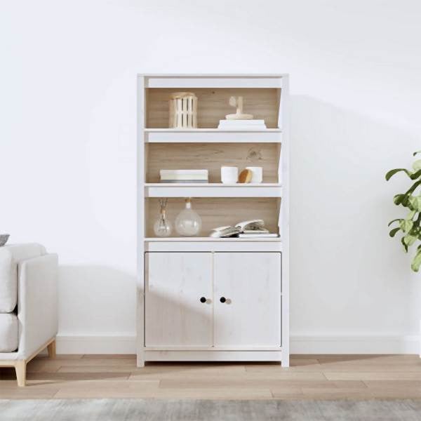 vidaXL Highboard Weiß 80x35x154 cm Massivholz Kiefer, 823520