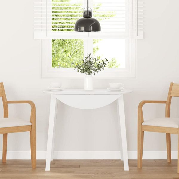 vidaXL Esstisch Weiß Massivholz Gummibaumholz, 4102529, 8721158562128