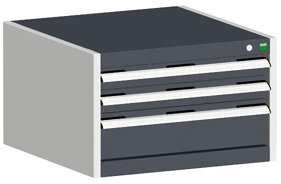 bott cubio Schubladenschrank bestückt mit 3 Schubladen BxTxH: 650 x 525 x 400 mm, RAL 7035/7016, 40011038.19V