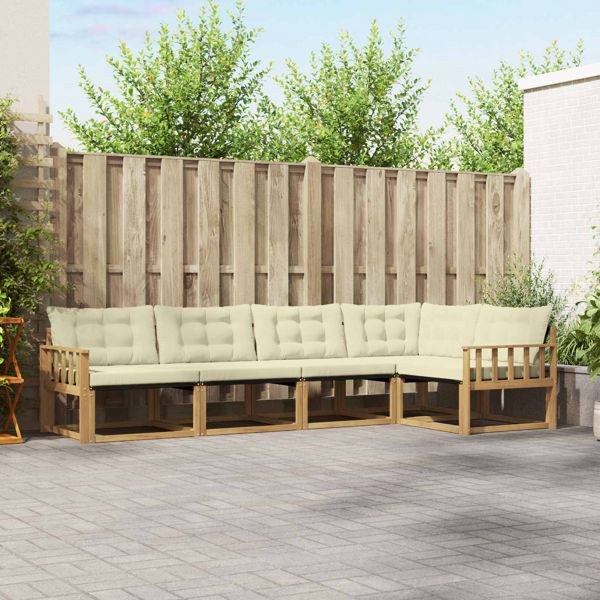vidaXL Outdoor-Sofagarnitur mit Kissen 5-teilig Weiß und Creme, 3388680