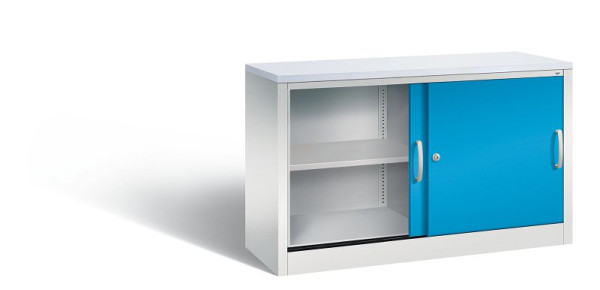 C+P Sideboard mit Schiebetüren Acurado, H720xB1200xT400mm, Farbe: Lichtgrau / Lichtblau, Bügelgriff, 2 OH, 5723-00 S10373